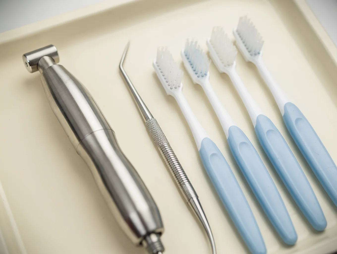 Modern aesthetic and dental medical devices on display