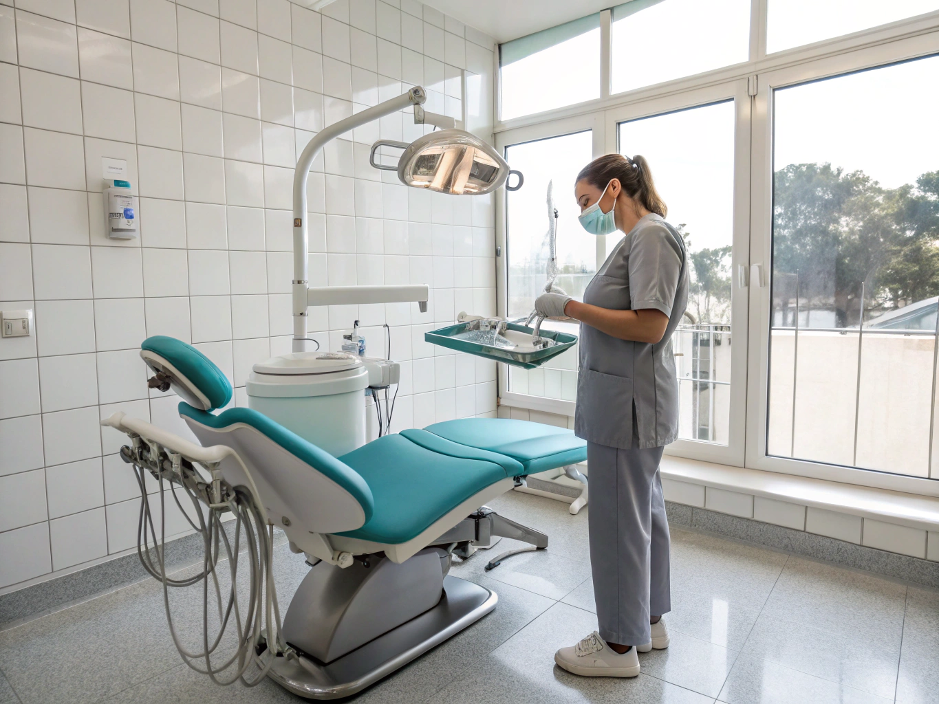 High-tech dental chair and equipment in a clinic