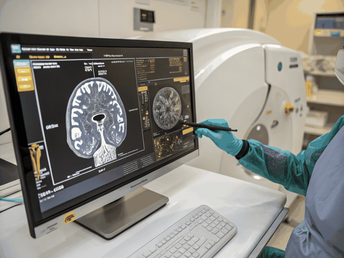 Modern diagnostic imaging monitor in a hospital setting