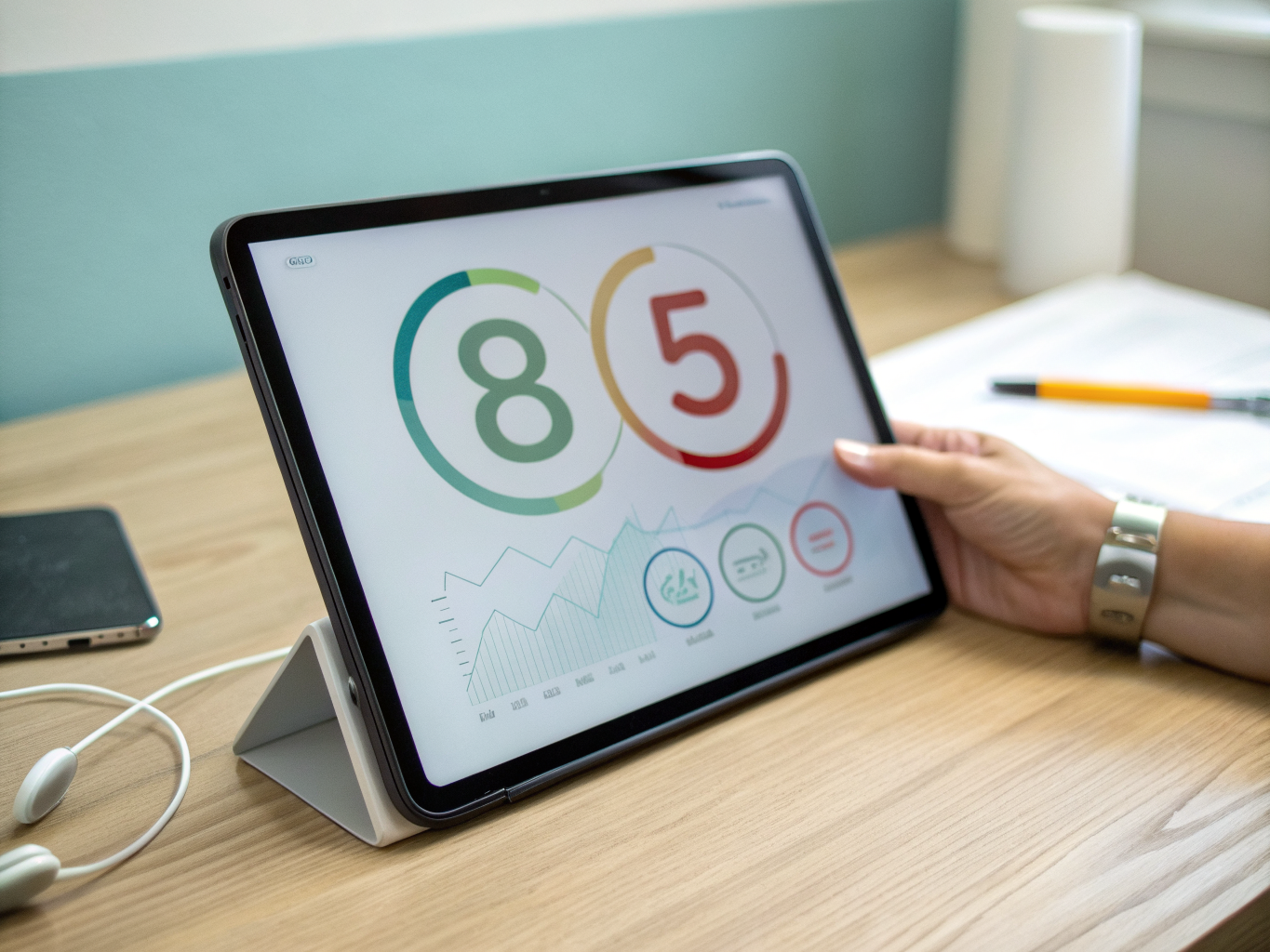 Digital health monitoring dashboard on a tablet