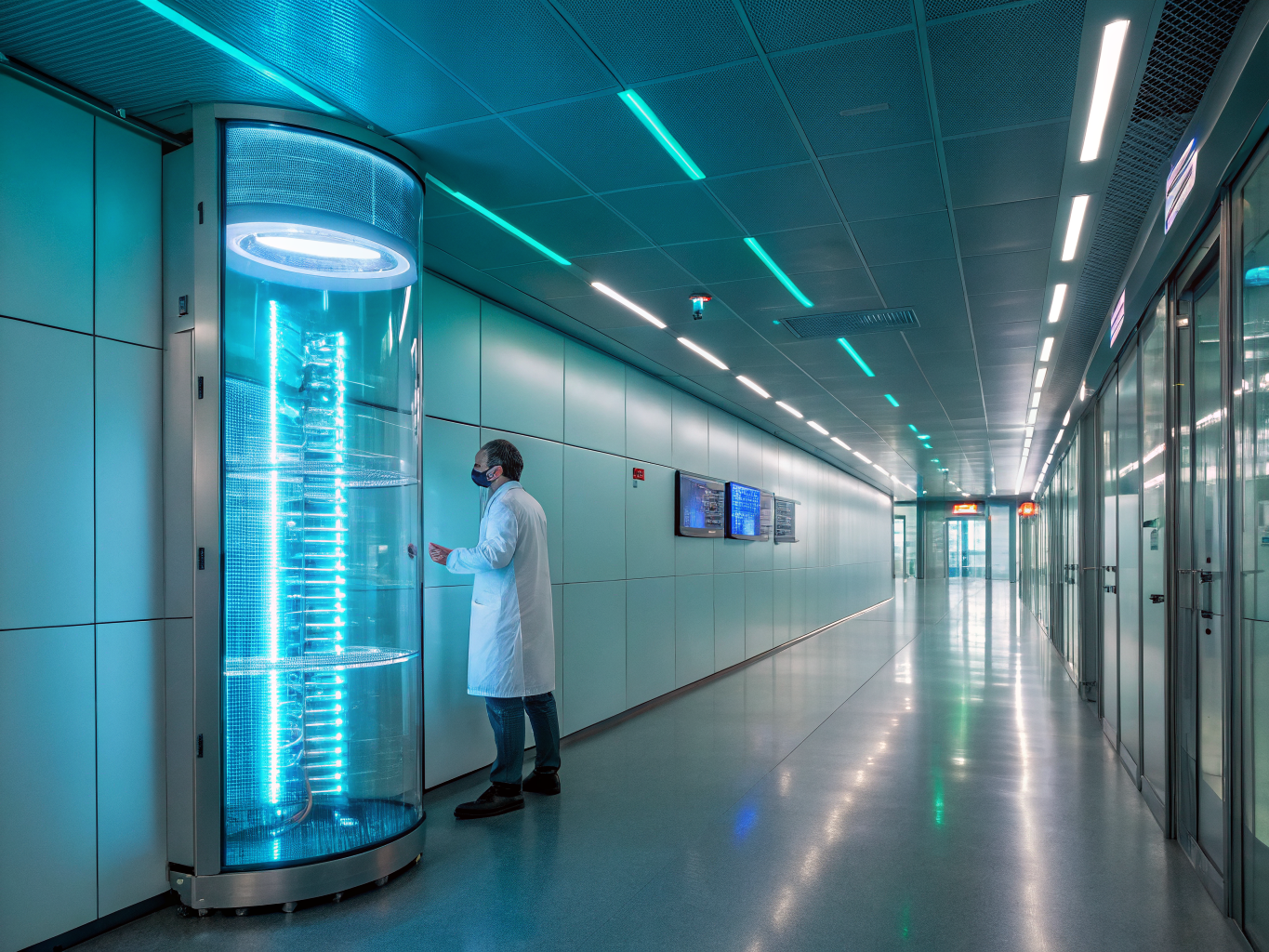 Surgeon using advanced diagnostic medical equipment