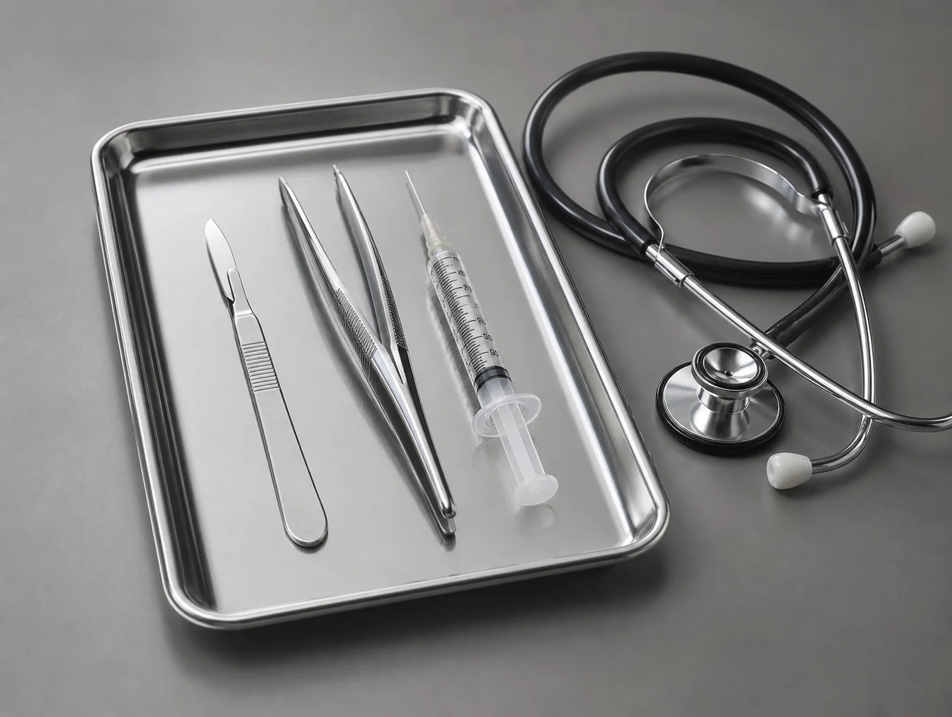 Advanced surgical instruments on a sterile tray